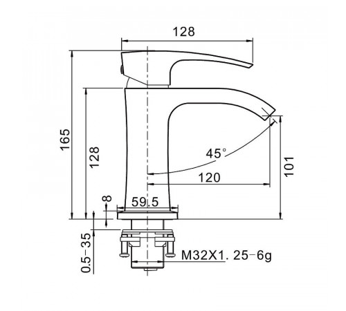 Смеситель для раковины Gappo G07-6 G1007-6 Черный матовый