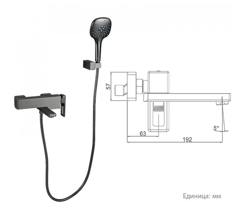 Смеситель для ванны Gappo G17-9 G3217-9 Оружейная сталь