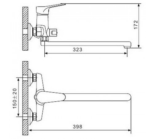 Смеситель для ванны Gappo G36 G2236 универсальный Хром