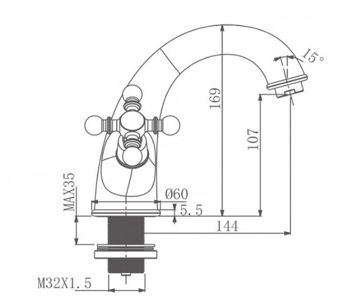 Смеситель для раковины Gappo G89-4 G1089-4 Бронза