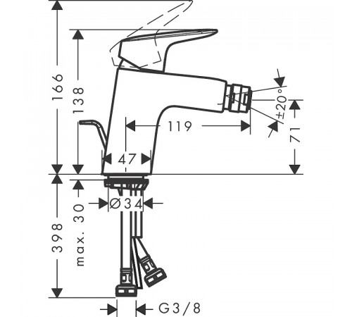 Смеситель для биде Hansgrohe Logis 71204000 Хром