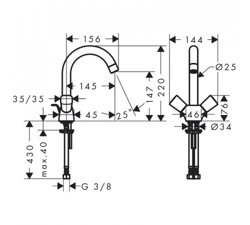 Смеситель для раковины Hansgrohe Logis 71222000 Хром