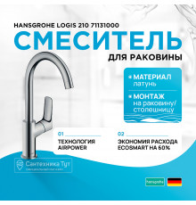 Смеситель для раковины Hansgrohe Logis 210 71131000 Хром