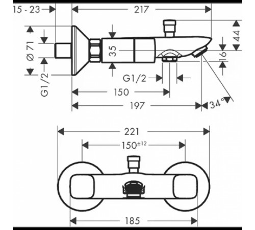 Смеситель для ванны Hansgrohe Logis 71243000 Хром