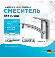 Смеситель для кухни Hansgrohe Logis 71830000 Хром