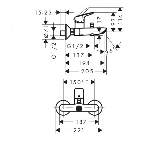 Смеситель для ванны Hansgrohe Logis 71400670 Черный матовый