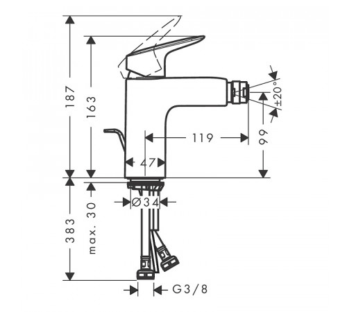 Смеситель для биде Hansgrohe Logis 71200670 Черный матовый