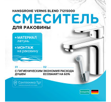Смеситель для раковины Hansgrohe Vernis Blend 71215000 с гигиеническим душем Хром