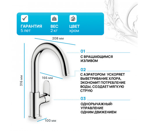 Смеситель для раковины Hansgrohe Vernis Blend 71554000 Хром