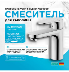 Смеситель для раковины Hansgrohe Vernis Blend 71580000 Хром