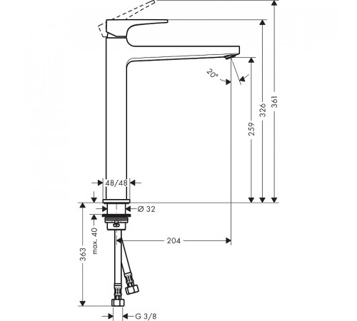 Смеситель для раковины Hansgrohe Metropol 32512340 Шлифованный черный хром