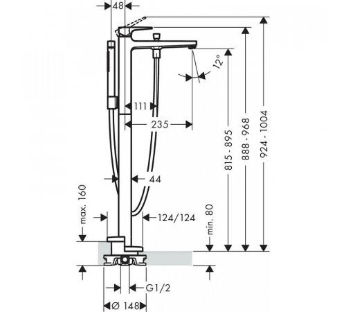 Смеситель для ванны Hansgrohe Metropol 32532140 Шлифованная бронза