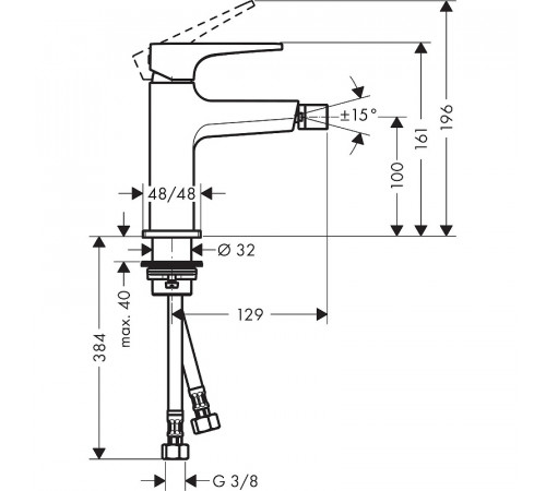 Смеситель для биде Hansgrohe Metropol 32520340 Шлифованный черный хром