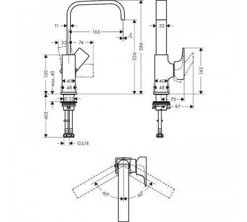 Смеситель для раковины Hansgrohe Metropol 32511670 Черный матовый