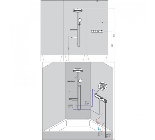 Смеситель для душа Hansgrohe RainSelect 15380140 с термостатом Шлифованная бронза