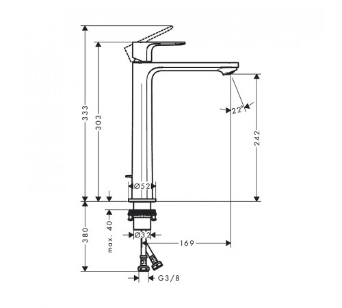 Смеситель для раковины Hansgrohe Rebris S 72580000 Хром