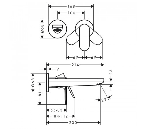 Смеситель для раковины Hansgrohe Rebris S 72528670 Черный матовый