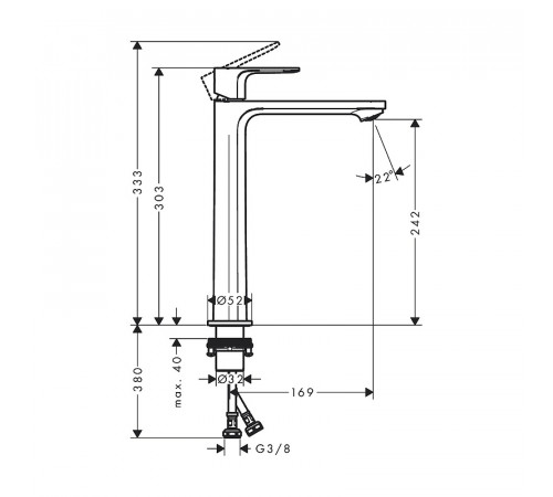 Смеситель для раковины Hansgrohe Rebris S 72582000 Хром