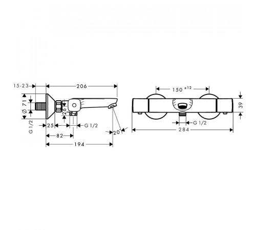 Смеситель для ванны Hansgrohe Ecostat Universal 13123000 с термостатом Хром