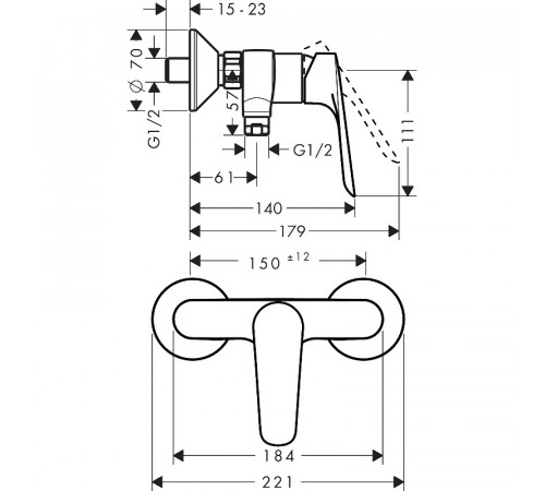 Смеситель для душа Hansgrohe Logis E 71610000 Хром