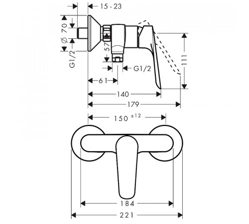 Смеситель для душа Hansgrohe Logis E 71602000 Хром