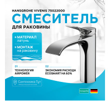 Смеситель для раковины Hansgrohe Vivenis 75022000 Хром