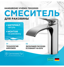 Смеситель для раковины Hansgrohe Vivenis 75022000 Хром