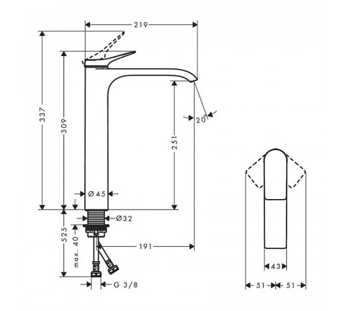 Смеситель для раковины Hansgrohe Vivenis 75042670 Черный матовый