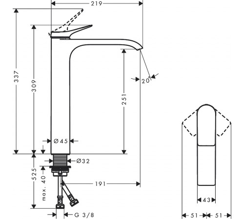 Смеситель для раковины Hansgrohe Vivenis 75042000 Хром