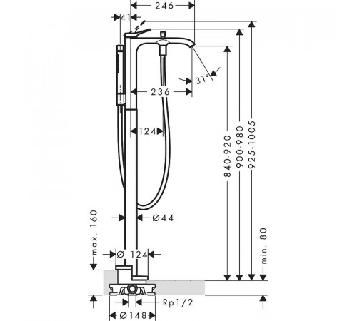 Смеситель для ванны Hansgrohe Vivenis 75445000 Хром