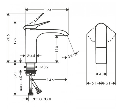 Смеситель для раковины Hansgrohe Vivenis 75022000 Хром