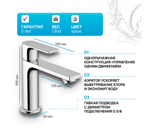 Смеситель для раковины Hansgrohe Rebris E 72557000 Хром