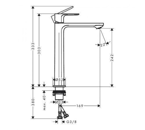 Смеситель для раковины Hansgrohe Rebris E 72583000 Хром