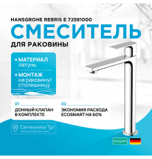 Смеситель для раковины Hansgrohe Rebris E 72581000 Хром