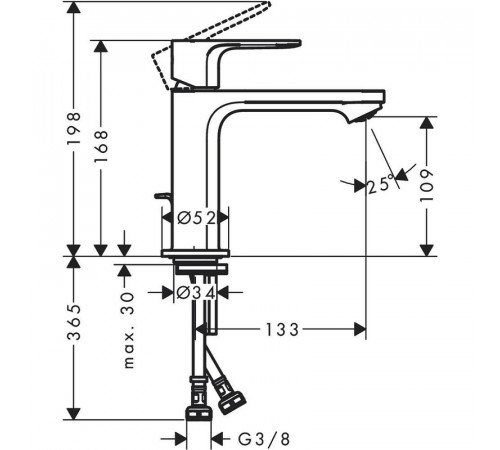 Смеситель для раковины Hansgrohe Rebris E 72560670 Черный матовый