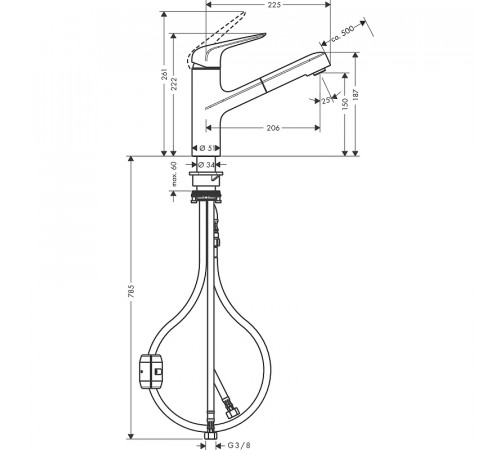 Смеситель для кухни Hansgrohe Focus M42 71814000 Хром