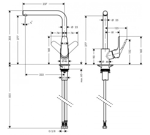 Смеситель для кухни Hansgrohe Focus 31817000 Хром