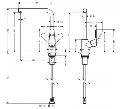 Смеситель для кухни Hansgrohe Focus 31817800 Сталь