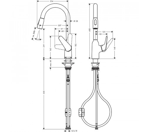 Смеситель для кухни Hansgrohe Focus M42 71800000 Хром