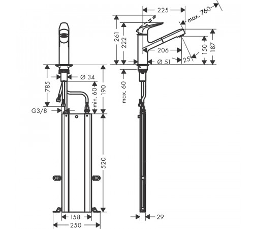 Смеситель для кухни Hansgrohe Focus M4214-H150 71829000 Хром