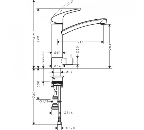 Смеситель для кухни Hansgrohe Focus M41 31803000 Хром