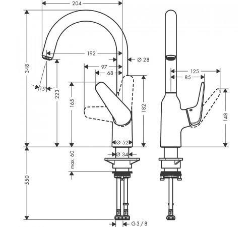 Смеситель для кухни Hansgrohe Focus M421-H220 71802000 Хром