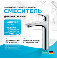 Смеситель для раковины Hansgrohe Focus E2 31608000 Хром