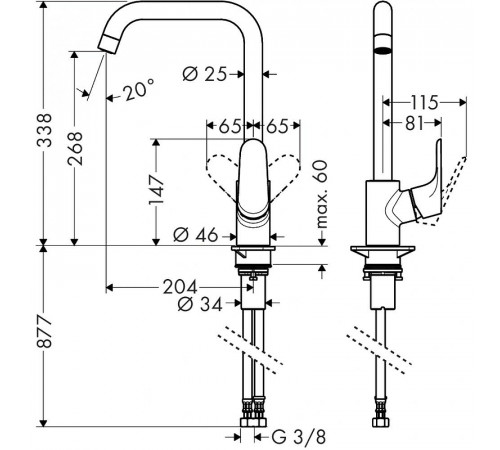 Смеситель для кухни Hansgrohe Focus E2 31820800 Сталь