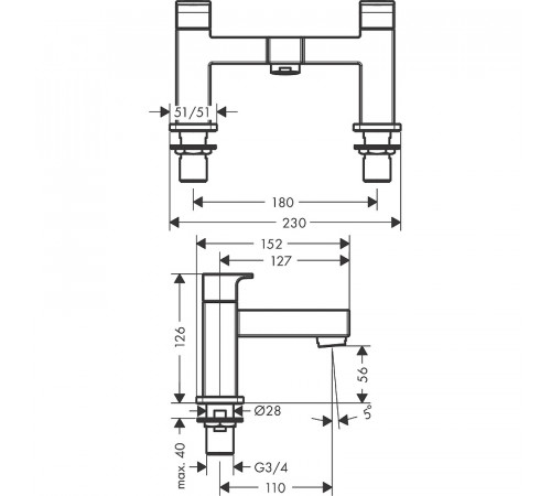 Смеситель на борт ванны Hansgrohe Vernis Shape 71452000 Хром