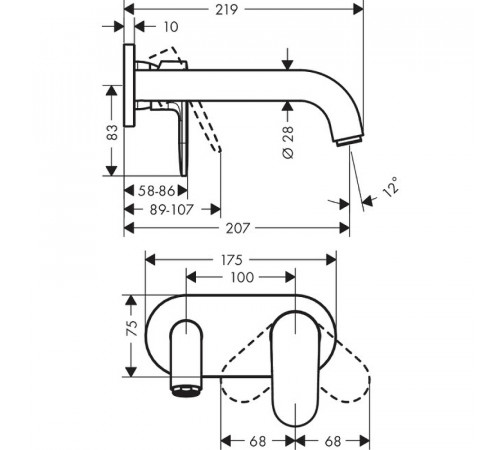 Смеситель для раковины Hansgrohe Vernis Shape 71578670 Черный матовый