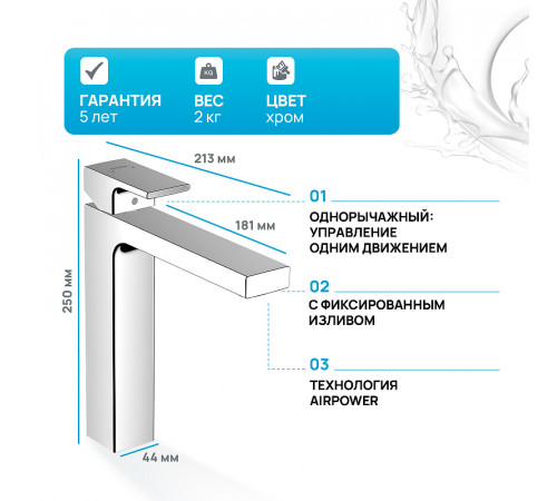 Смеситель для раковины Hansgrohe Vernis Shape 71562000 Хром