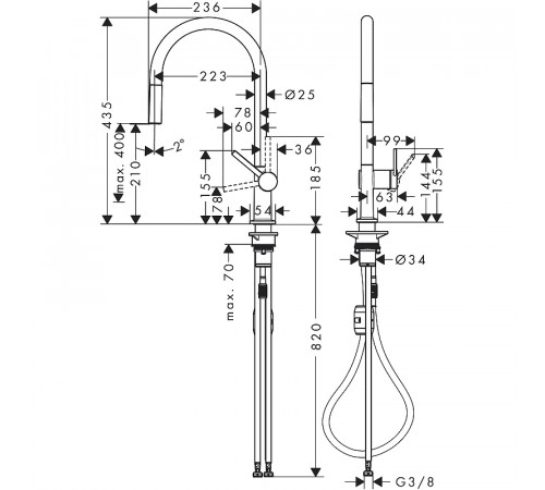 Смеситель для кухни Hansgrohe Talis M54 72802670 Черный матовый