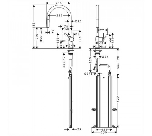 Смеситель для кухни Hansgrohe Talis M54 72803670 Черный матовый