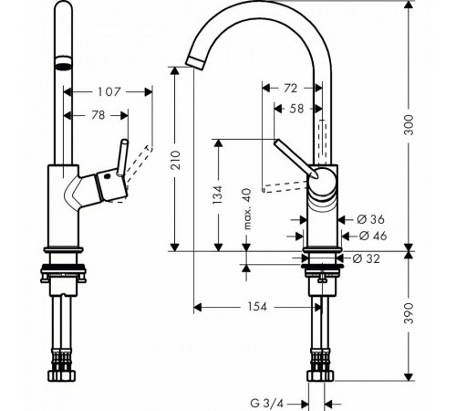 Смеситель для раковины Hansgrohe Talis 32082000 Хром